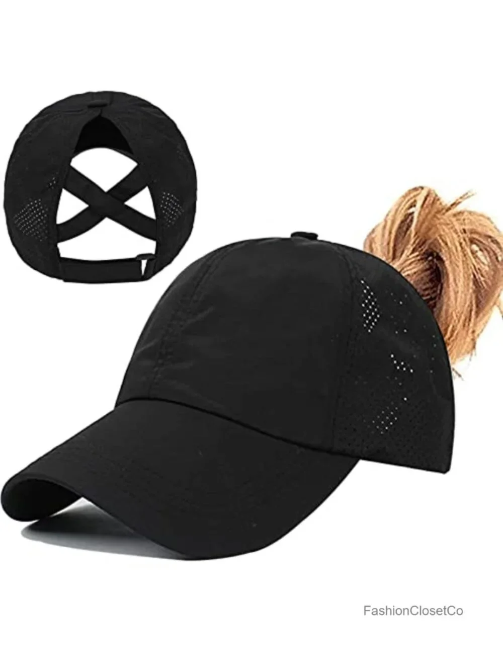 Ponytail Baseball Cap, Adjustable Criss Cross High Bun Quick Drying Trucker Hat